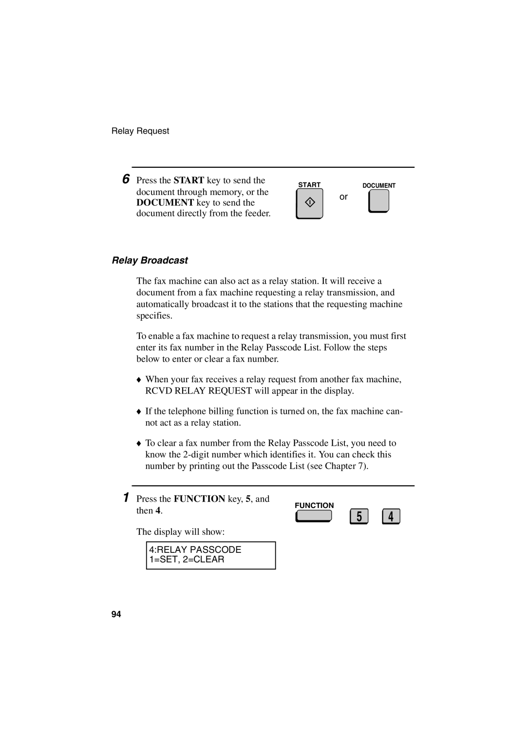 Sharp FO-6700 operation manual Relay Broadcast 