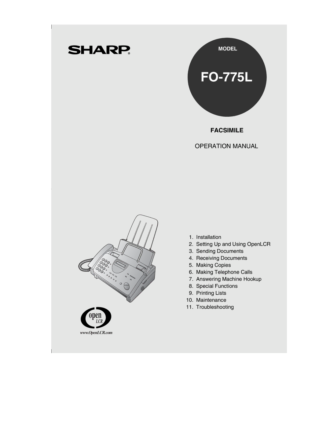 Sharp FO-775L manual 