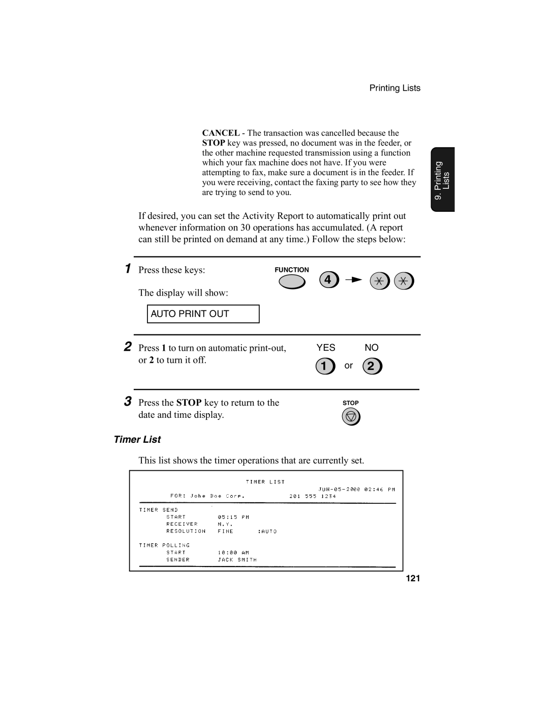 Sharp FO-775L manual Press these keys, Timer List 