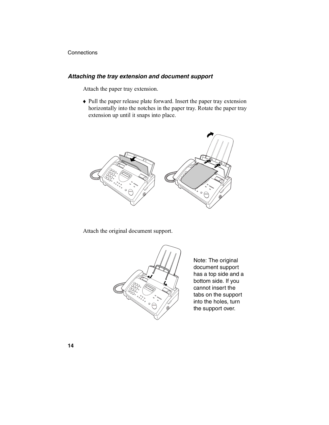 Sharp FO-775L manual Attaching the tray extension and document support 