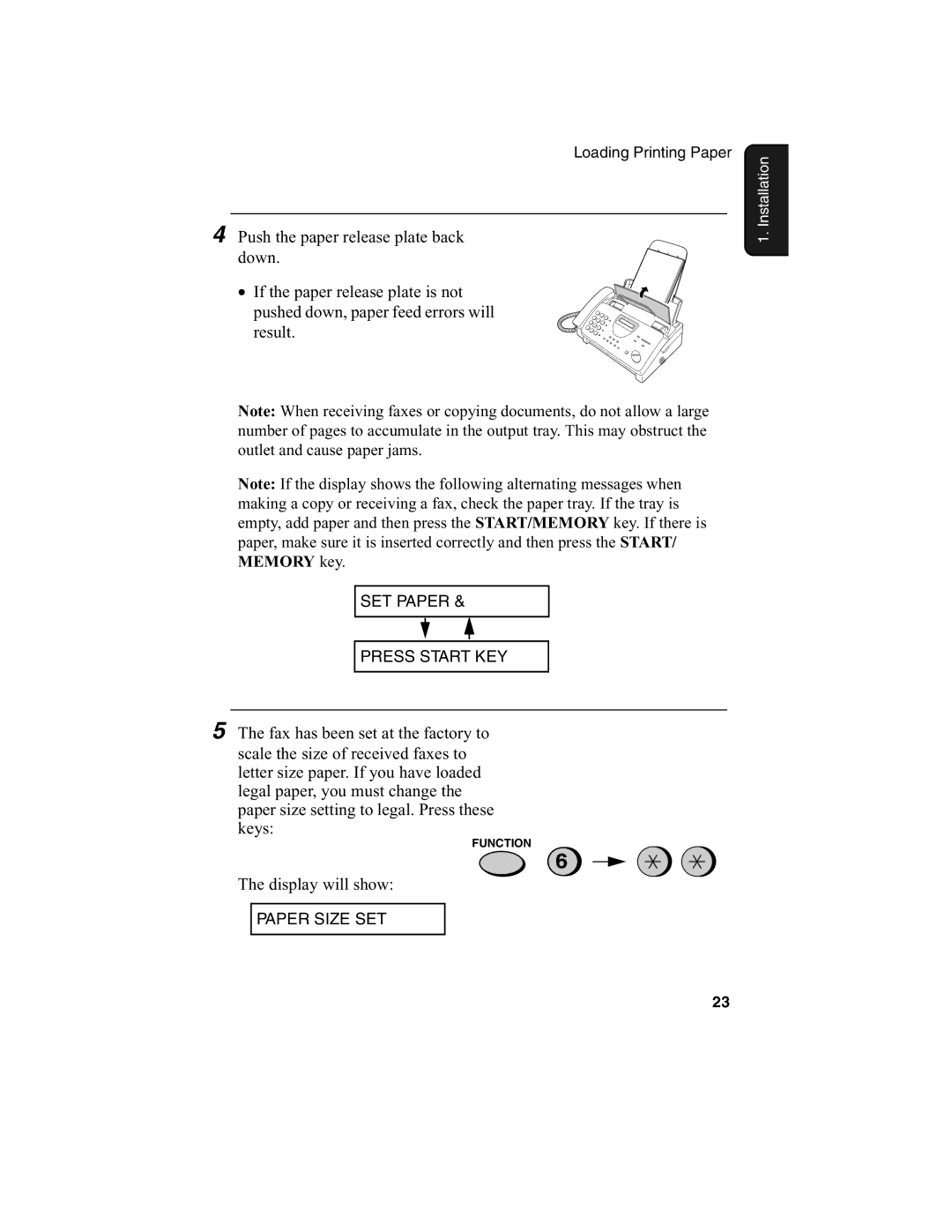 Sharp FO-775L manual SET Paper Press Start KEY 