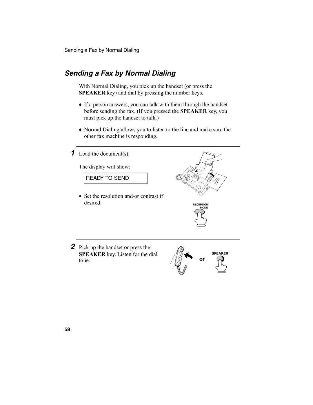 Sharp FO-775L manual Sending a Fax by Normal Dialing, Desired, Speaker key. Listen for the dial 