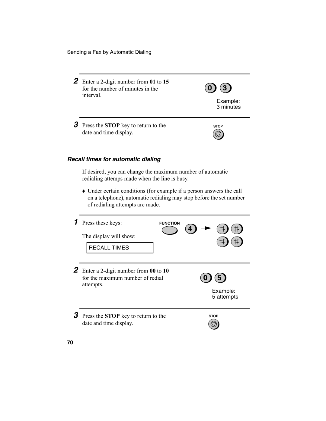 Sharp FO-775L manual Recall times for automatic dialing 