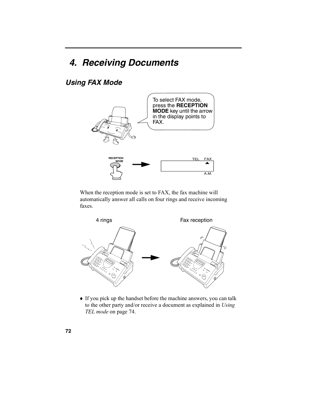 Sharp FO-775L manual Receiving Documents, Using FAX Mode 