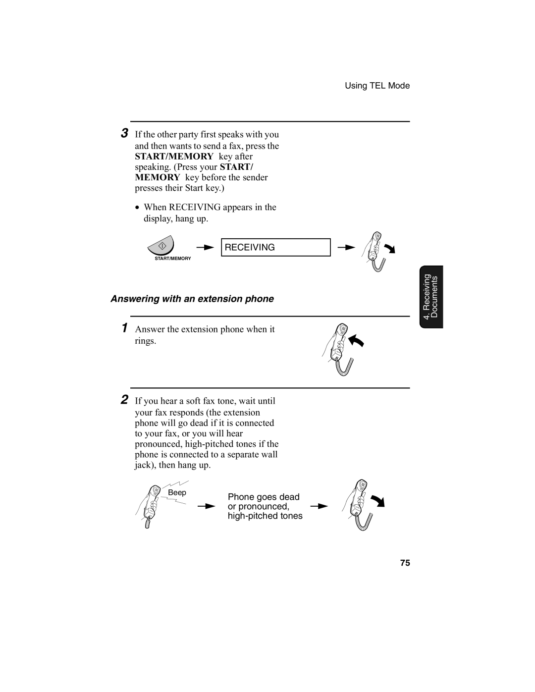 Sharp FO-775L manual Answering with an extension phone 