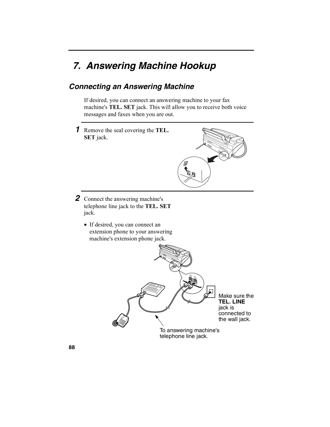 Sharp FO-775L manual Answering Machine Hookup, Connecting an Answering Machine 