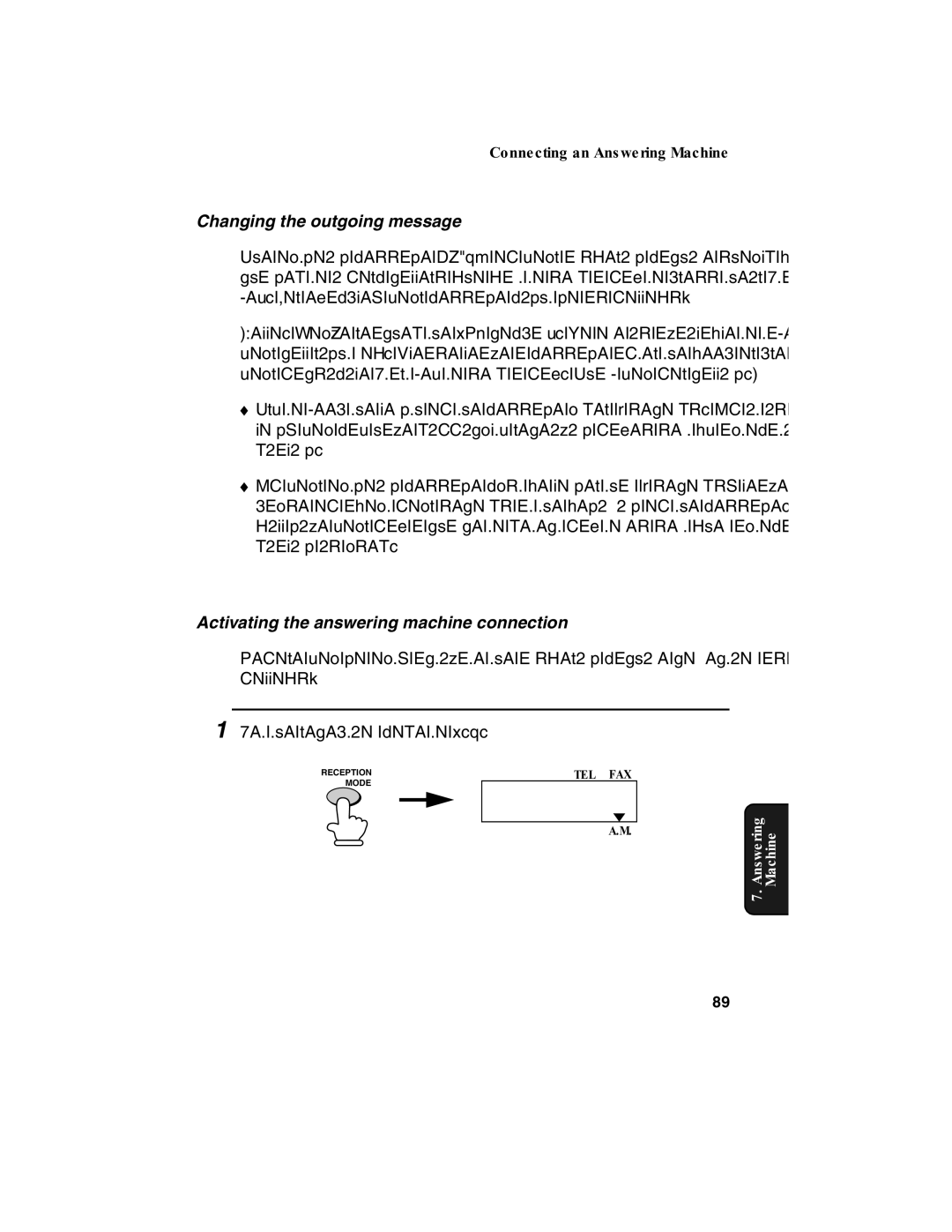 Sharp FO-775L manual Changing the outgoing message, Activating the answering machine connection 