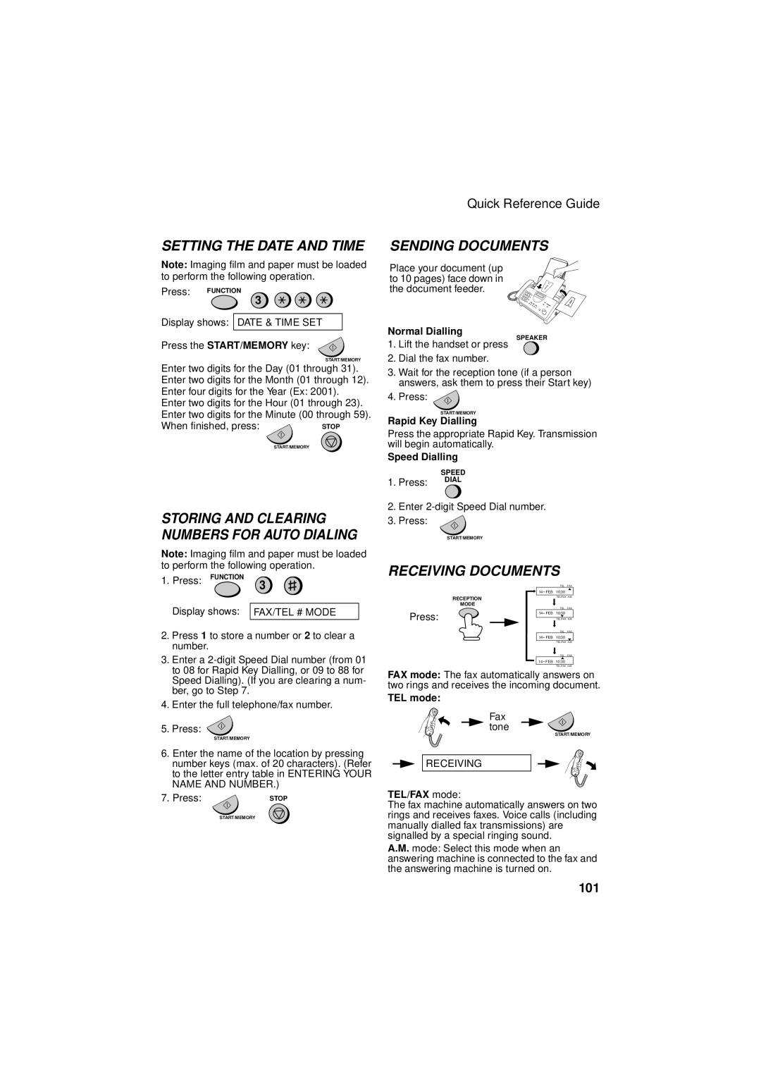 Sharp FO-781 operation manual Setting the Date and Time 