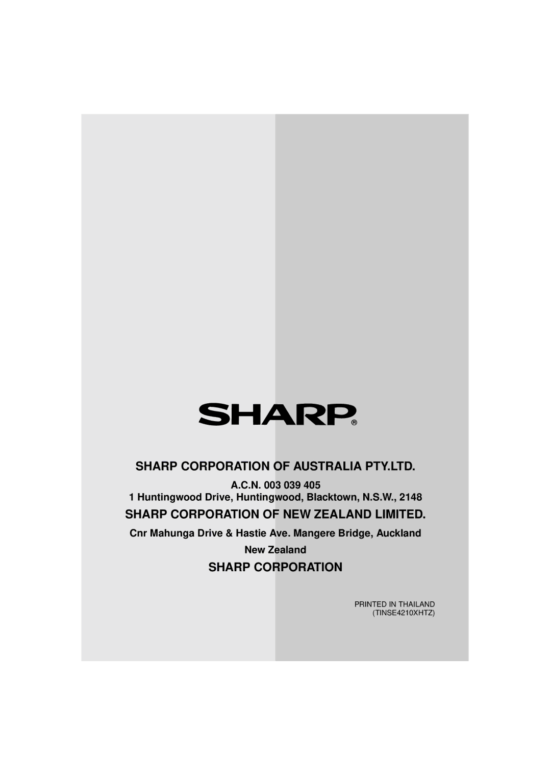 Sharp FO-781 operation manual Sharp Corporation of NEW Zealand Limited 