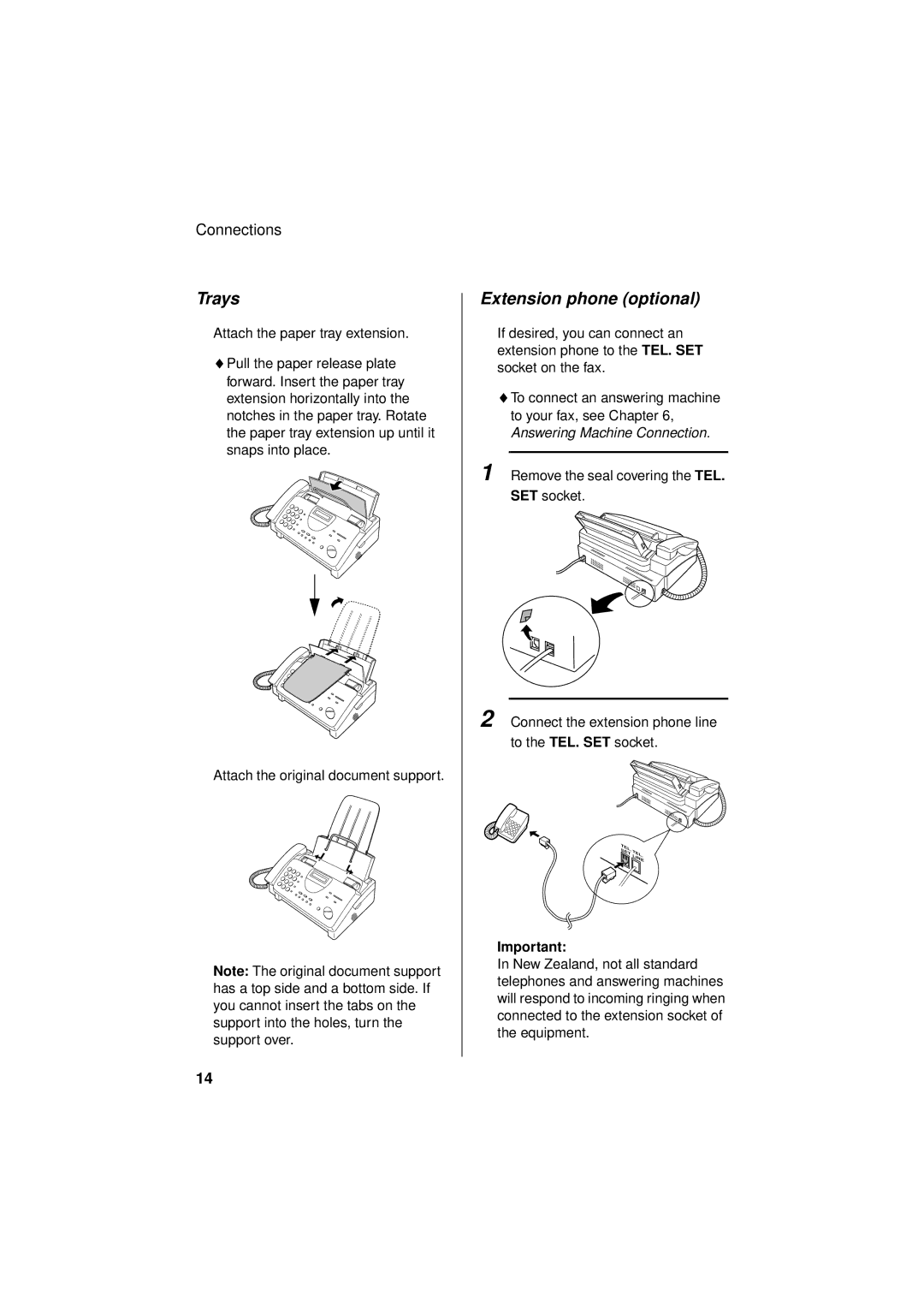 Sharp FO-781 operation manual Trays, Extension phone optional 