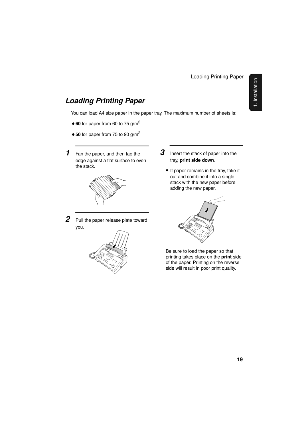 Sharp FO-781 operation manual Loading Printing Paper 