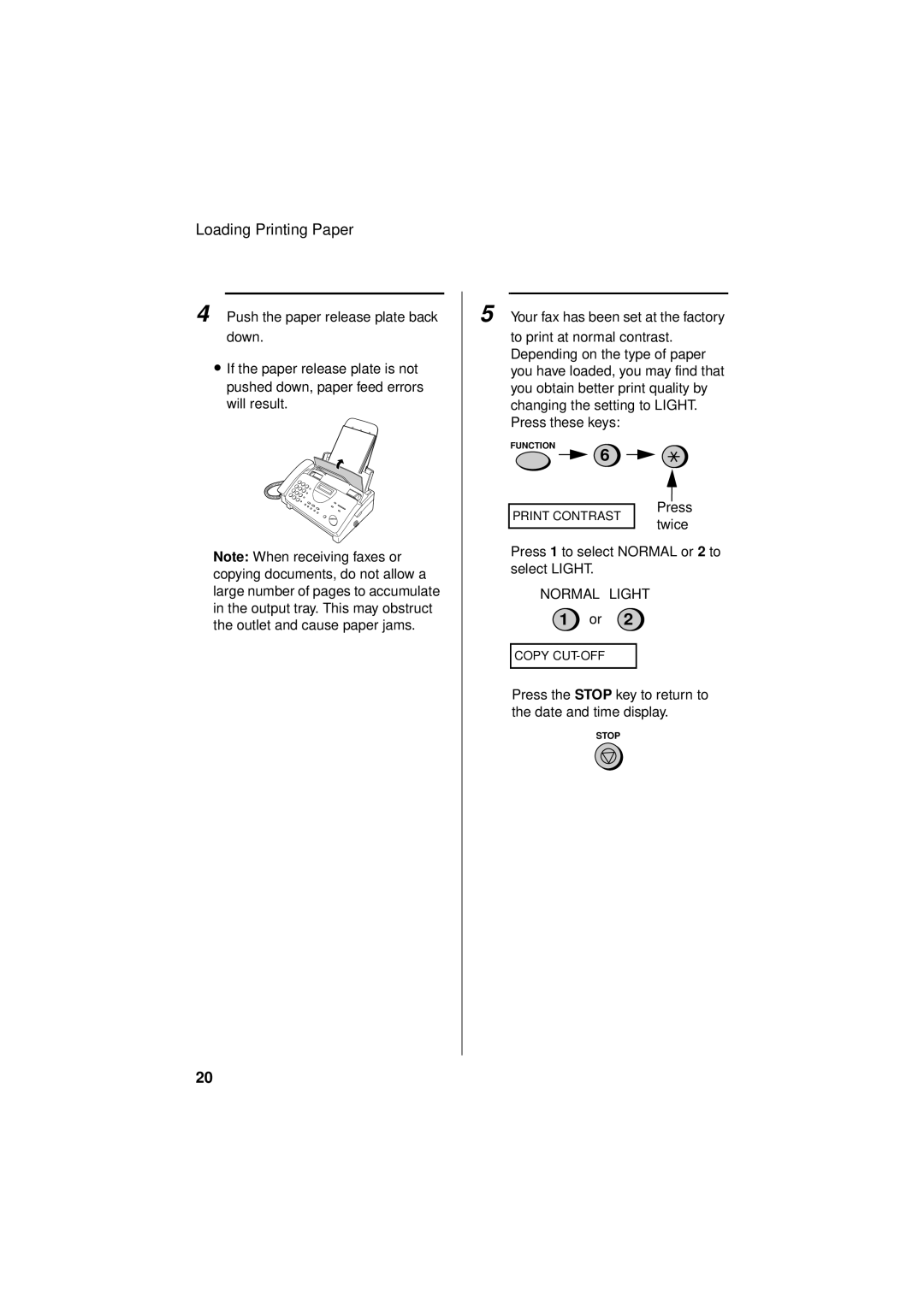 Sharp FO-781 operation manual Normal Light 