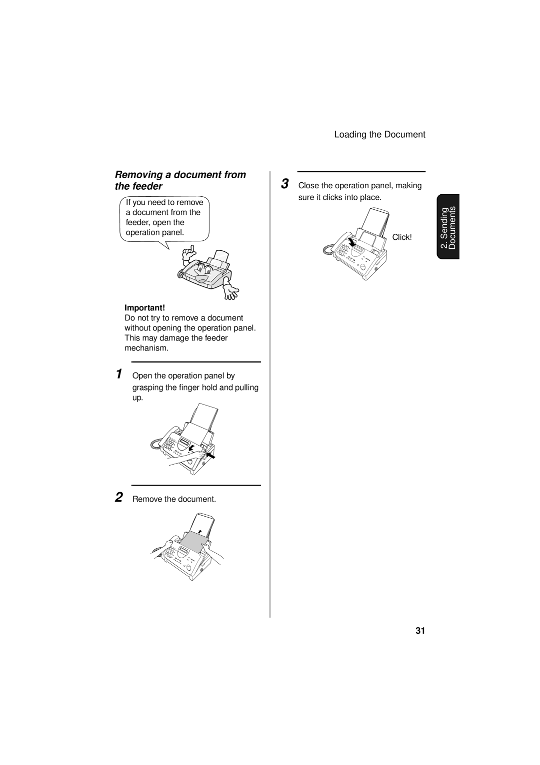 Sharp FO-781 operation manual Removing a document from the feeder 