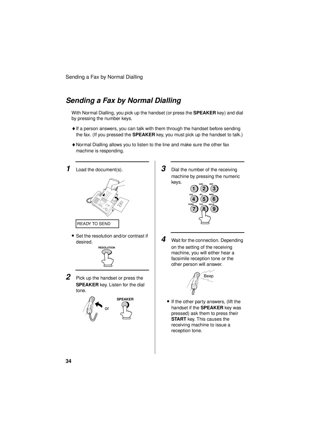 Sharp FO-781 operation manual Sending a Fax by Normal Dialling 