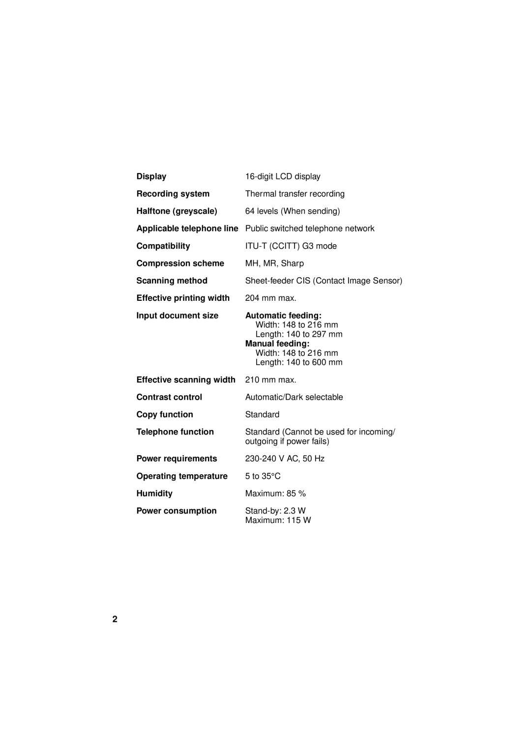 Sharp FO-781 operation manual Applicable telephone line 