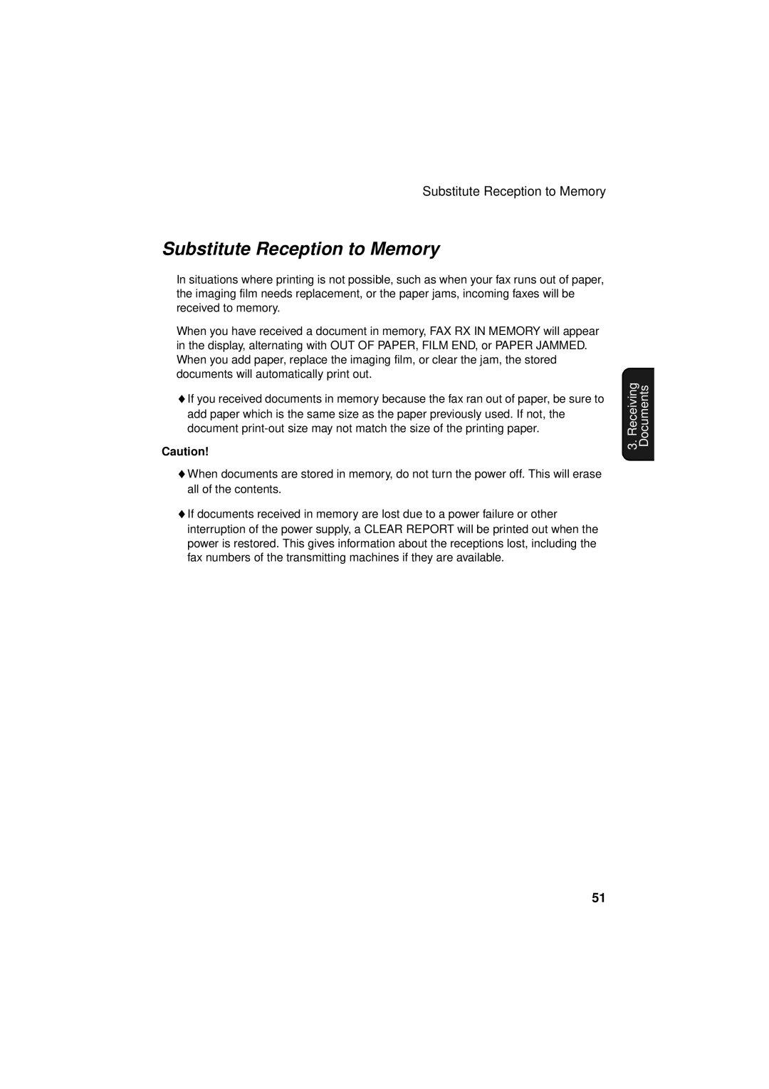 Sharp FO-781 operation manual Substitute Reception to Memory 