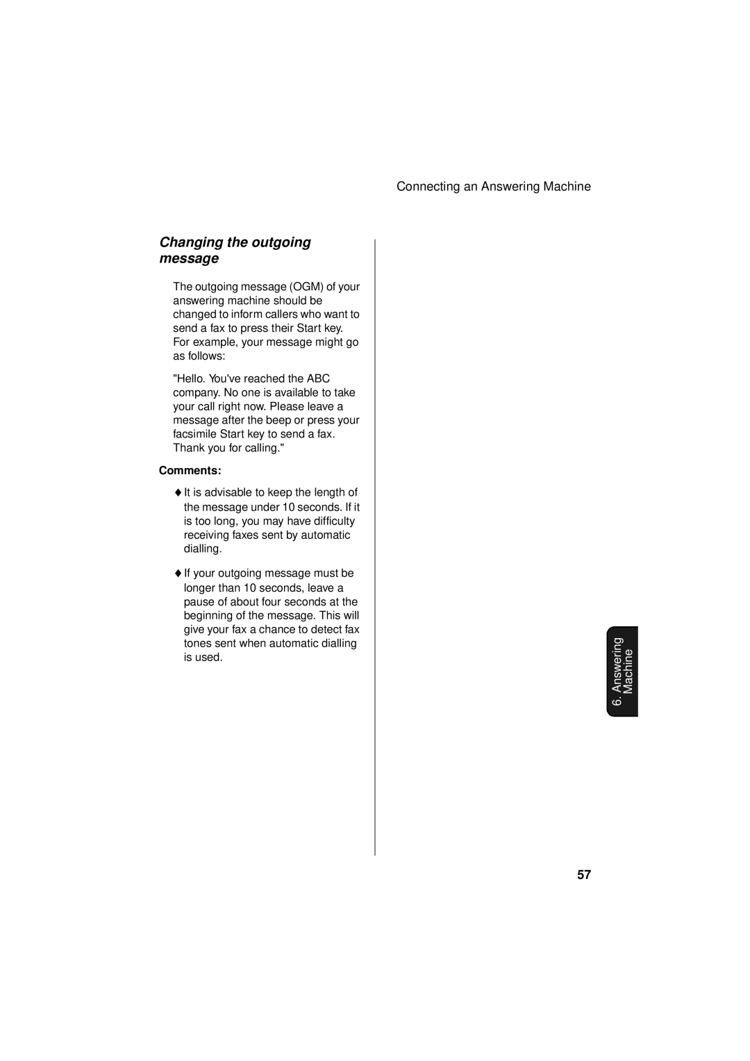 Sharp FO-781 operation manual Changing the outgoing message, Comments 