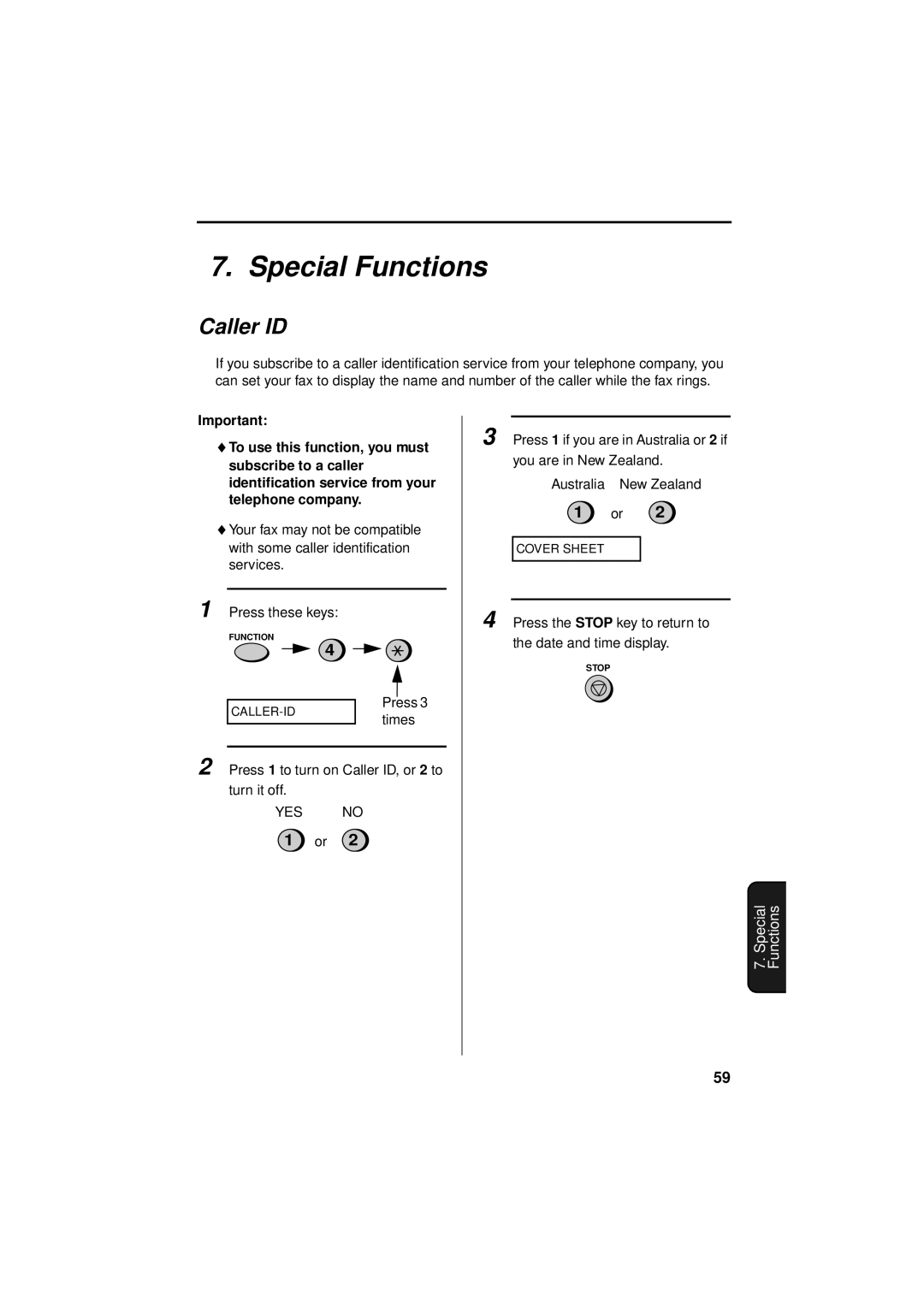 Sharp FO-781 operation manual Special Functions, Caller ID 