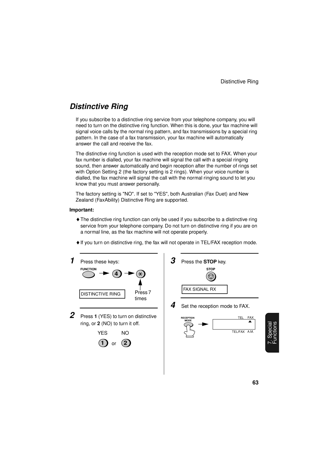 Sharp FO-781 operation manual Distinctive Ring 