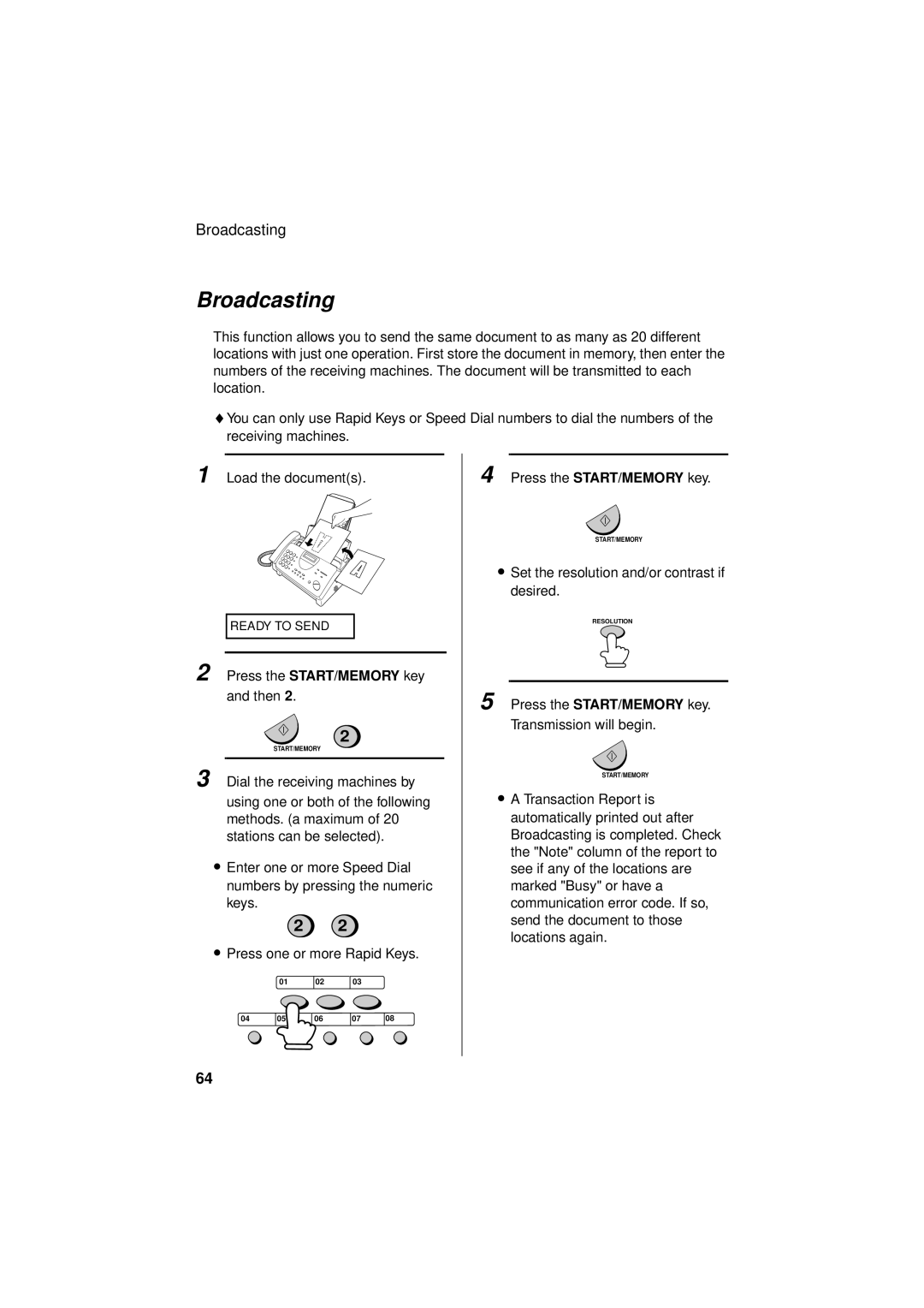 Sharp FO-781 operation manual Broadcasting 