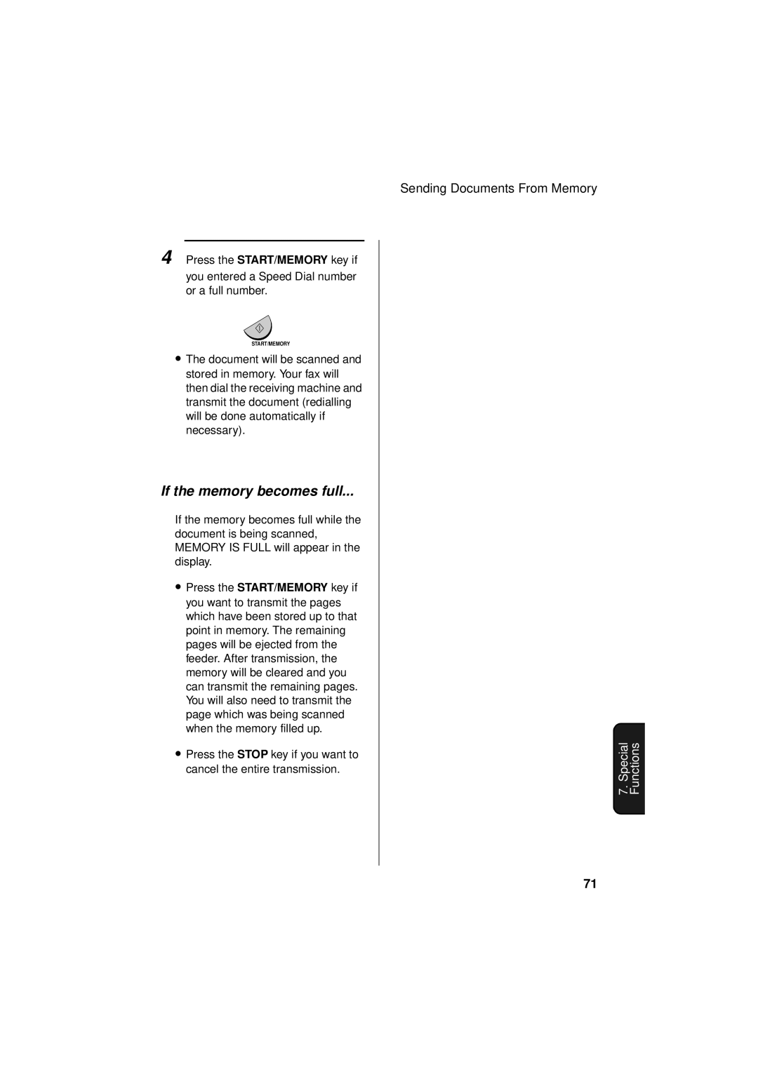 Sharp FO-781 operation manual If the memory becomes full 