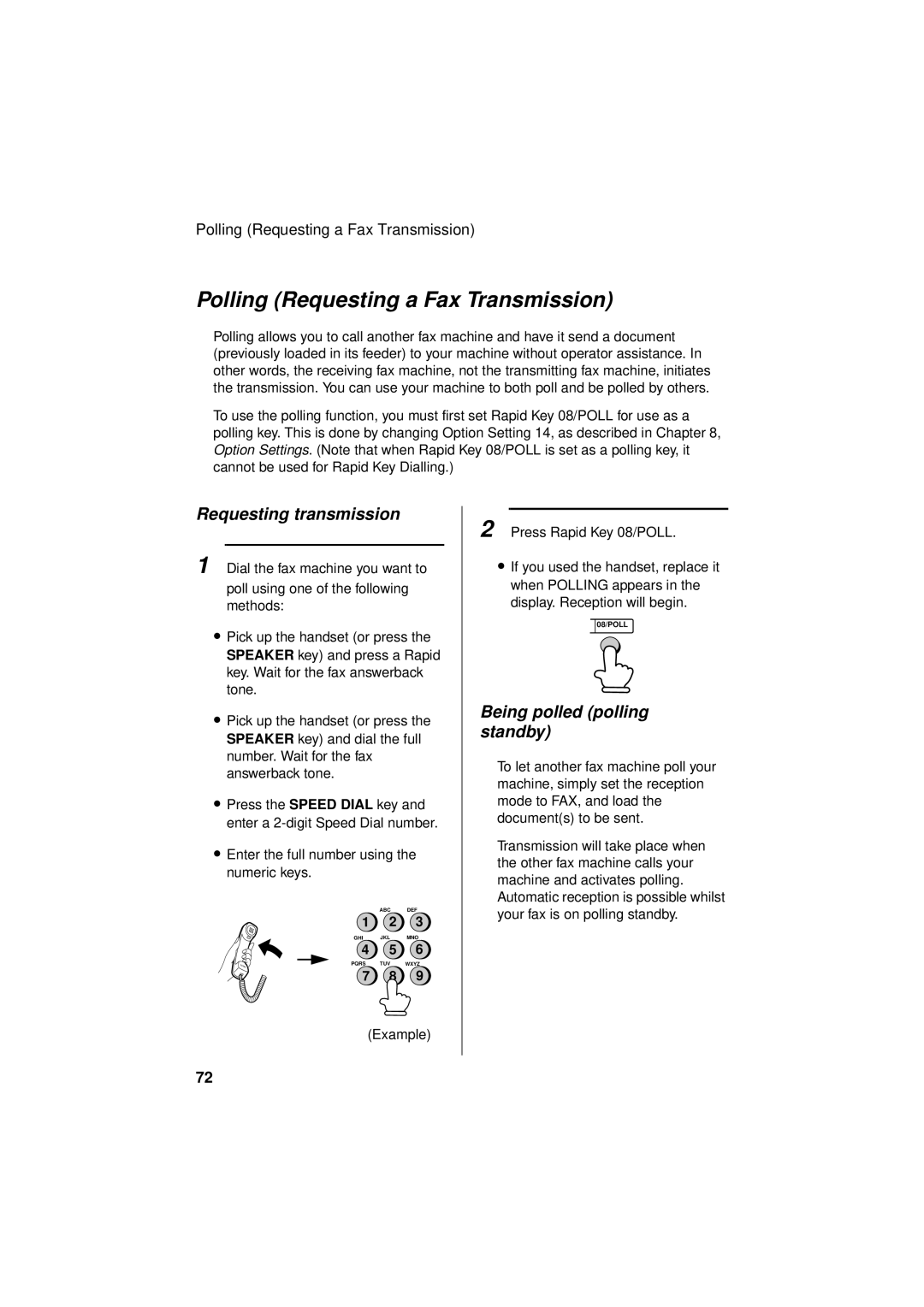 Sharp FO-781 operation manual Polling Requesting a Fax Transmission, Requesting transmission, Being polled polling standby 