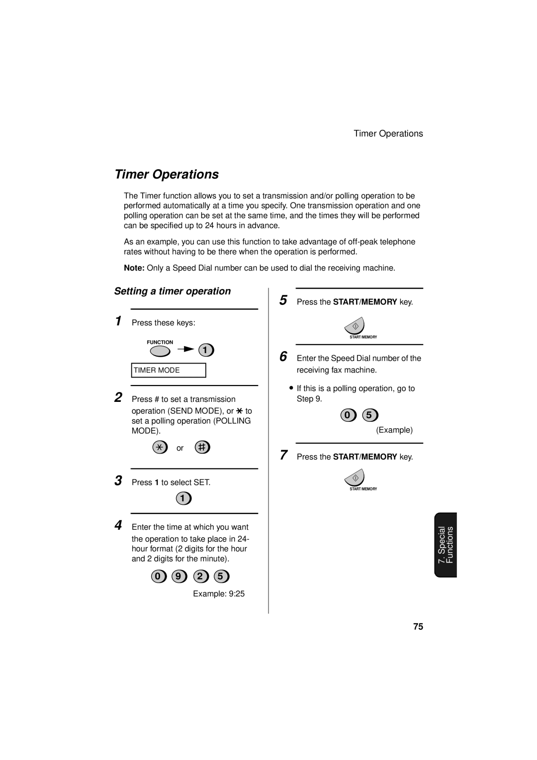 Sharp FO-781 operation manual Timer Operations, Setting a timer operation 