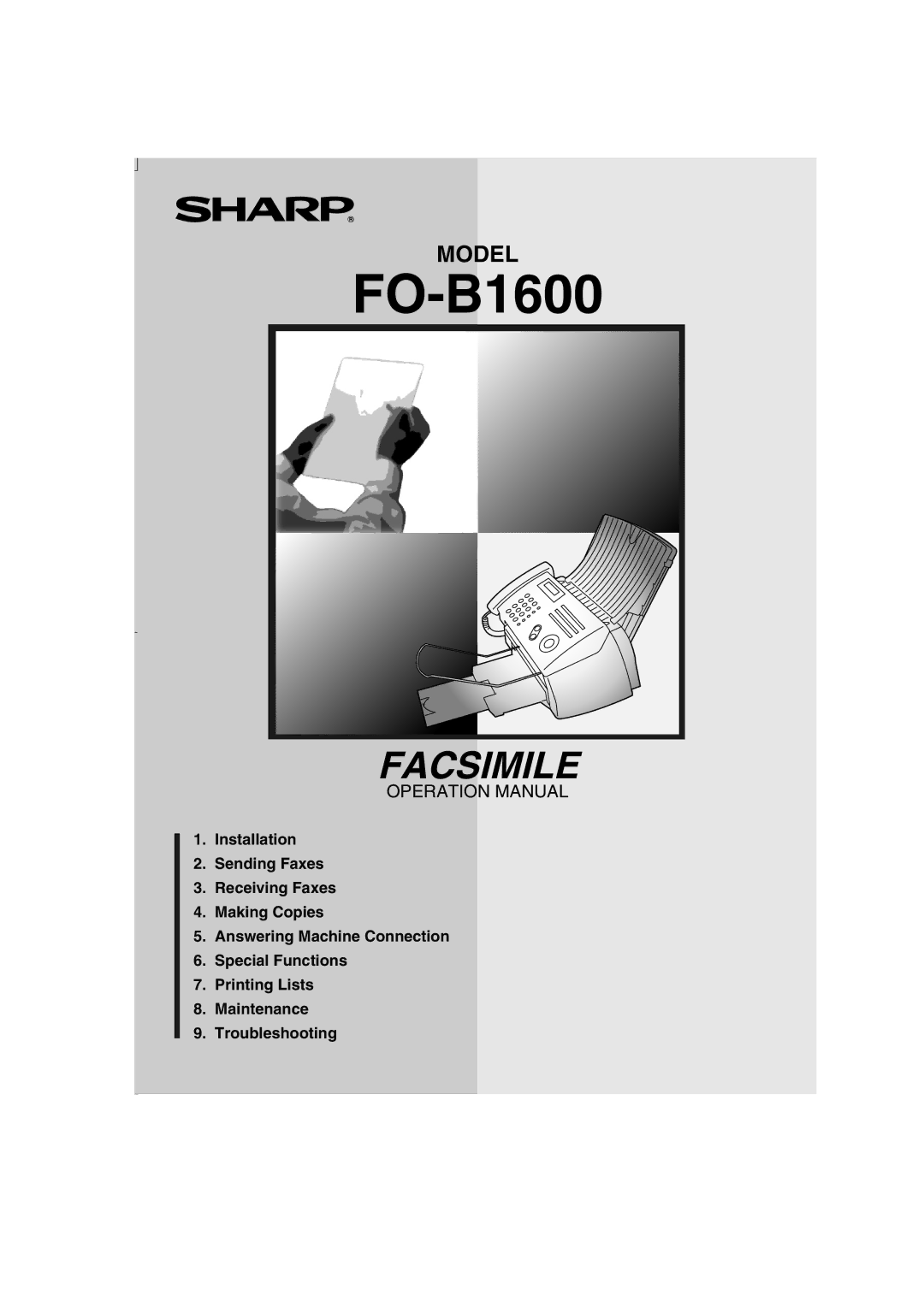 Sharp FO-B1600 operation manual 