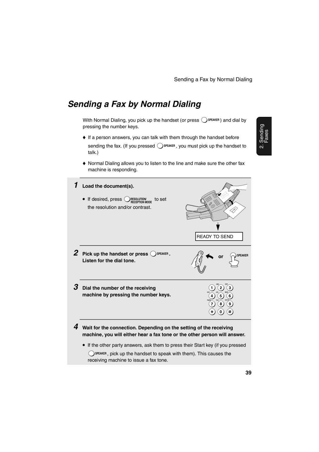 Sharp FO-B1600 operation manual Sending a Fax by Normal Dialing 