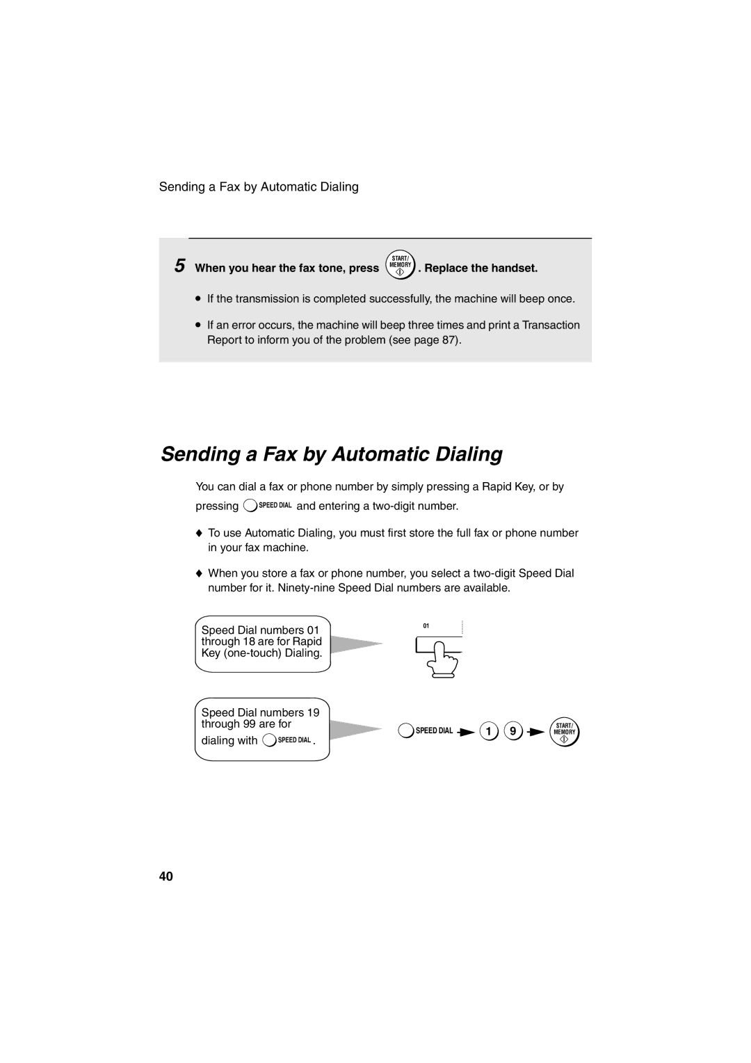 Sharp FO-B1600 operation manual Sending a Fax by Automatic Dialing 