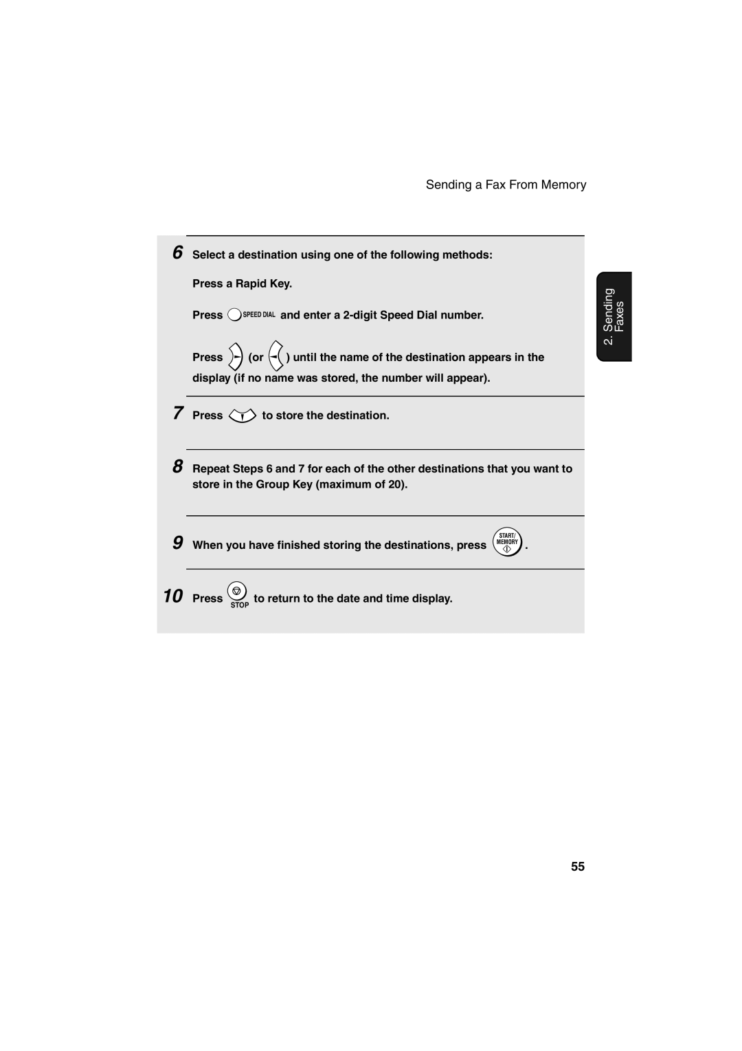 Sharp FO-B1600 operation manual Press to return to the date and time display 