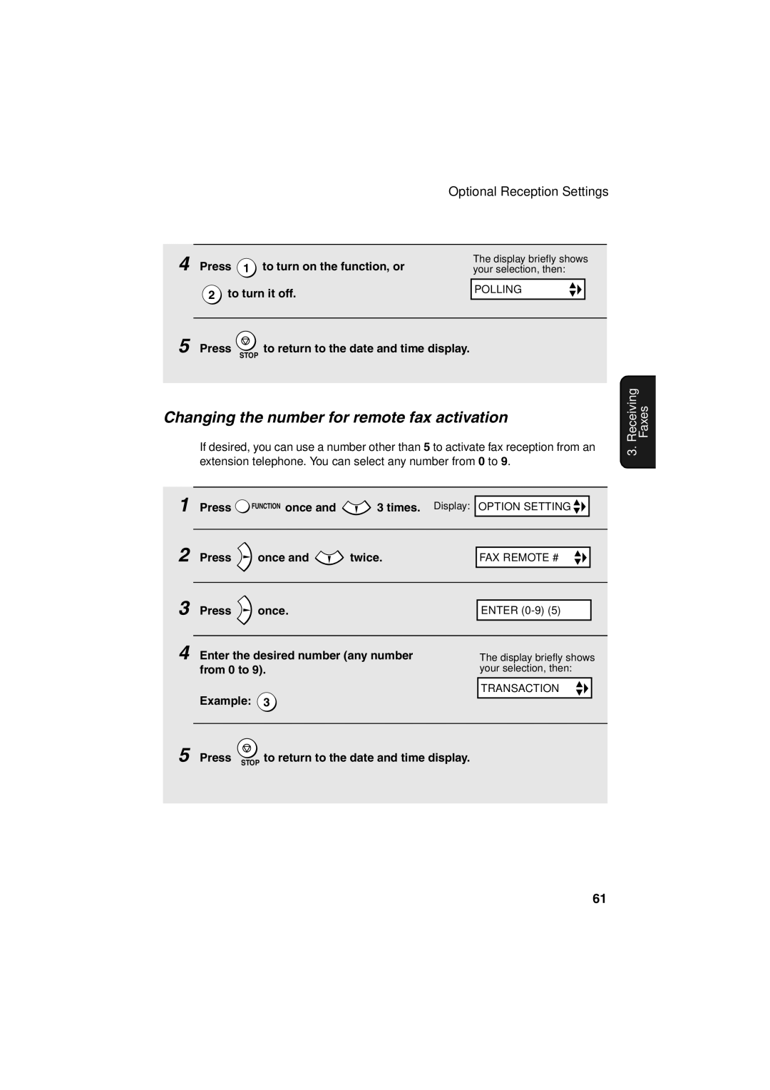 Sharp FO-B1600 operation manual Changing the number for remote fax activation 