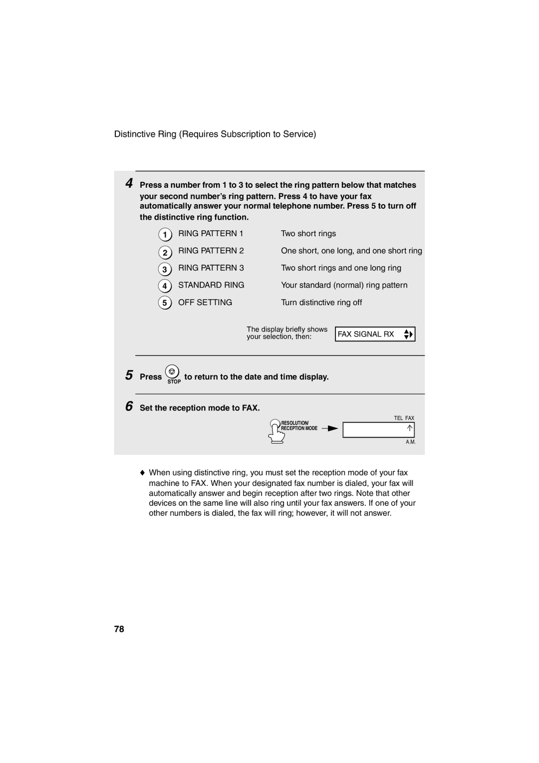 Sharp FO-B1600 operation manual Press to return to the date and time display, Set the reception mode to FAX 