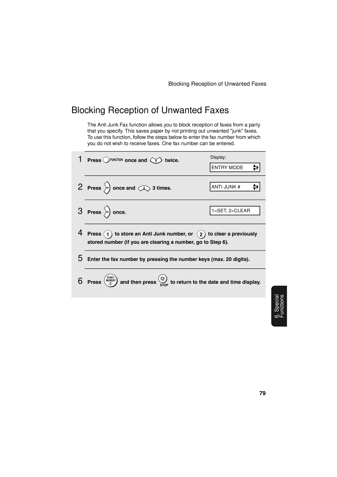 Sharp FO-B1600 operation manual Blocking Reception of Unwanted Faxes, Twice 