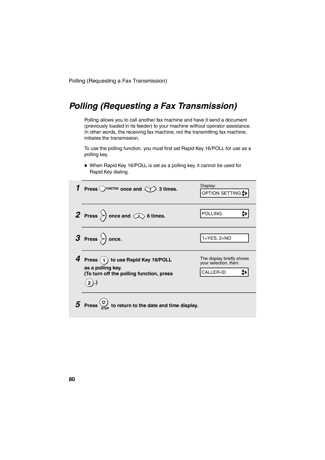 Sharp FO-B1600 operation manual Polling Requesting a Fax Transmission 