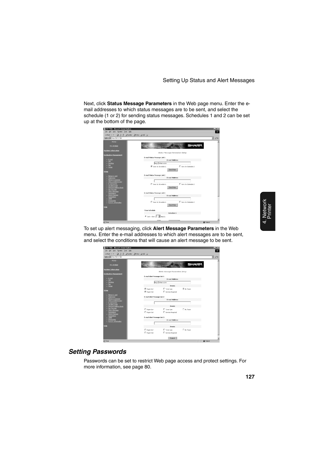 Sharp FO-DC500 operation manual Setting Passwords, 127 