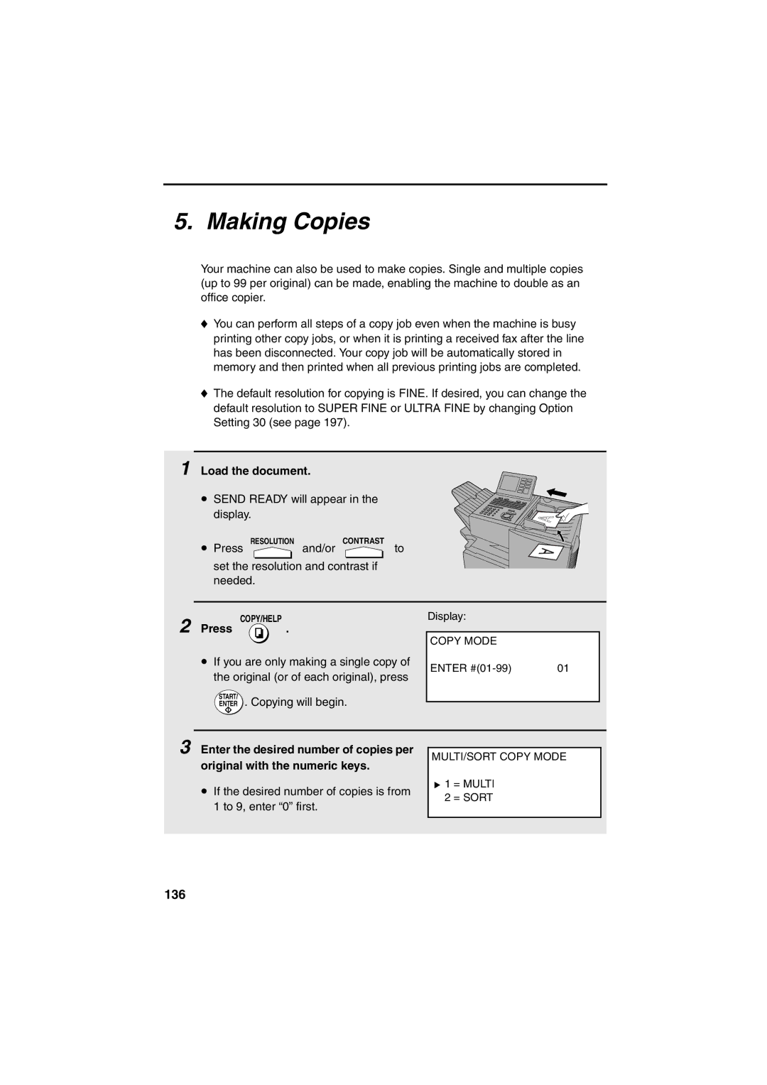 Sharp FO-DC500 operation manual 136, Load the document 