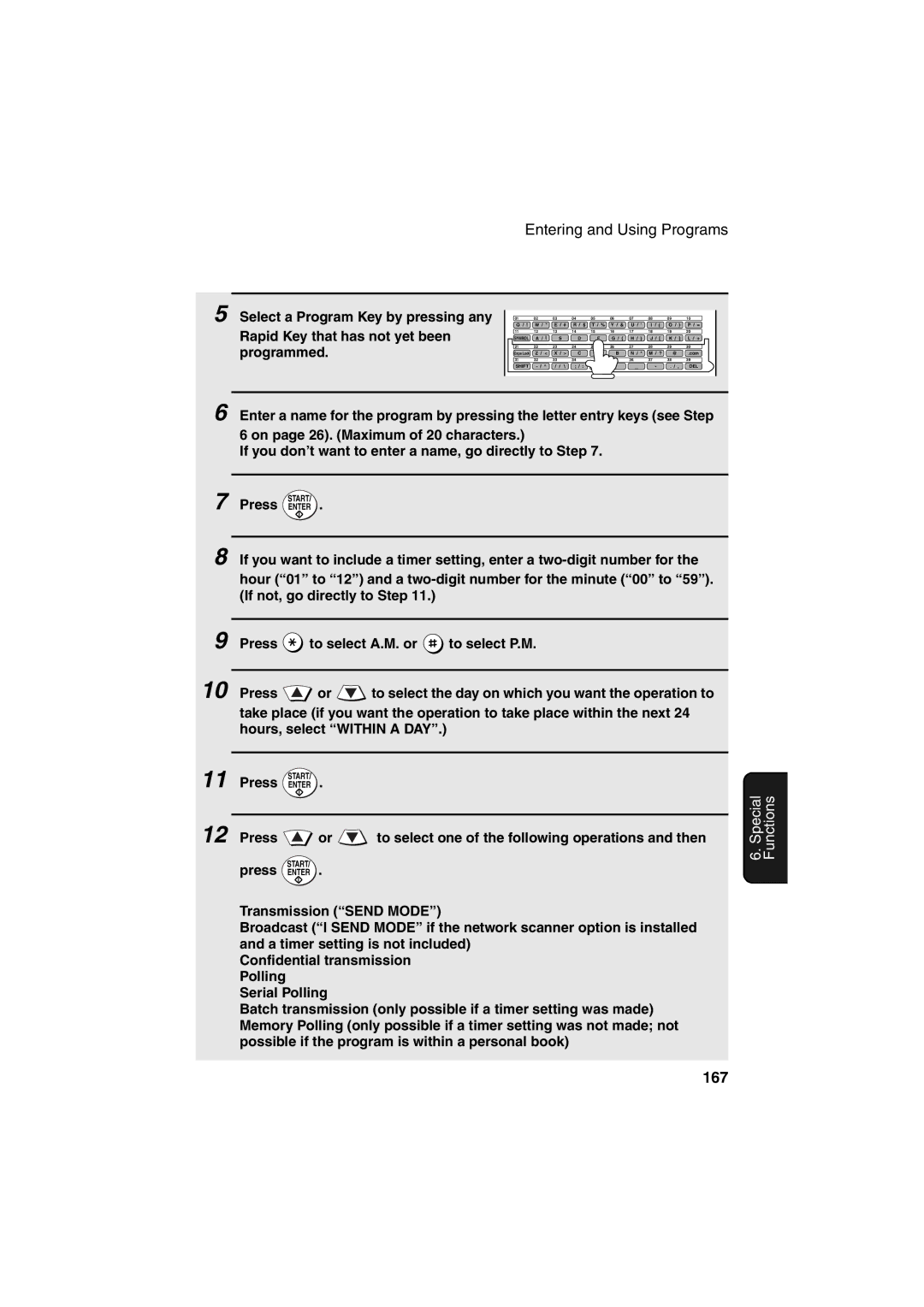 Sharp FO-DC500 operation manual 167, Programmed 