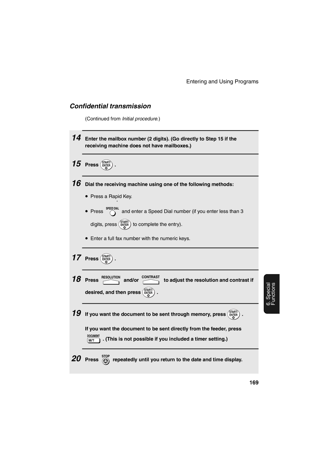 Sharp FO-DC500 operation manual 169, If you want the document to be sent through memory, press 