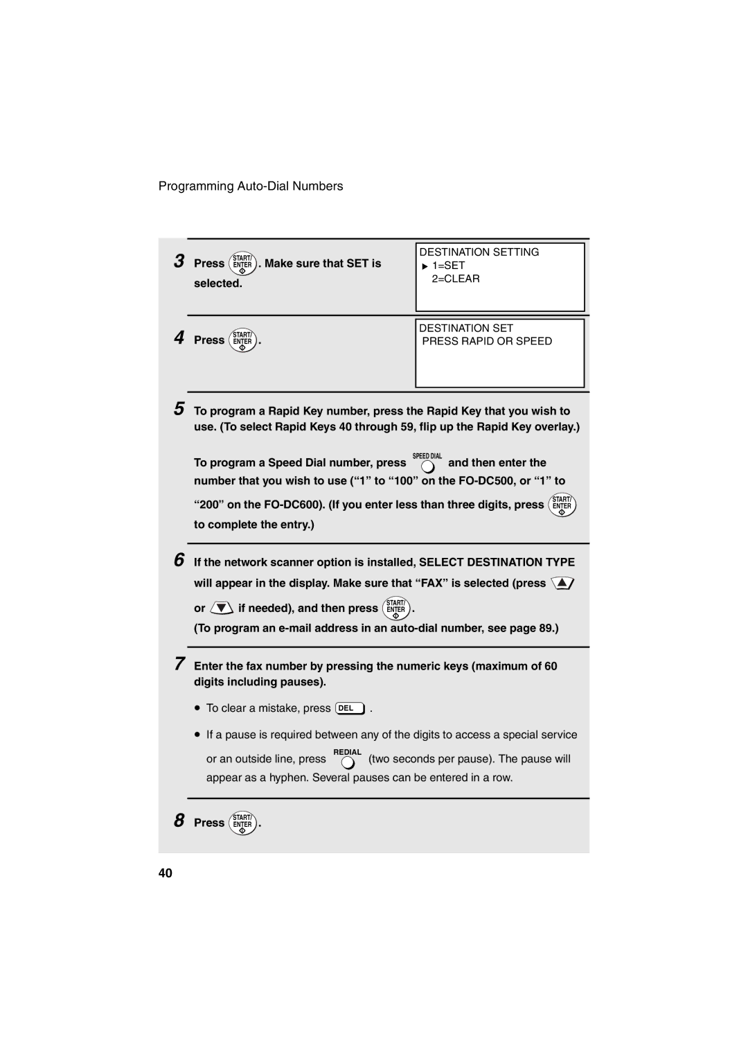 Sharp FO-DC500 operation manual Make sure that SET is, Selected 