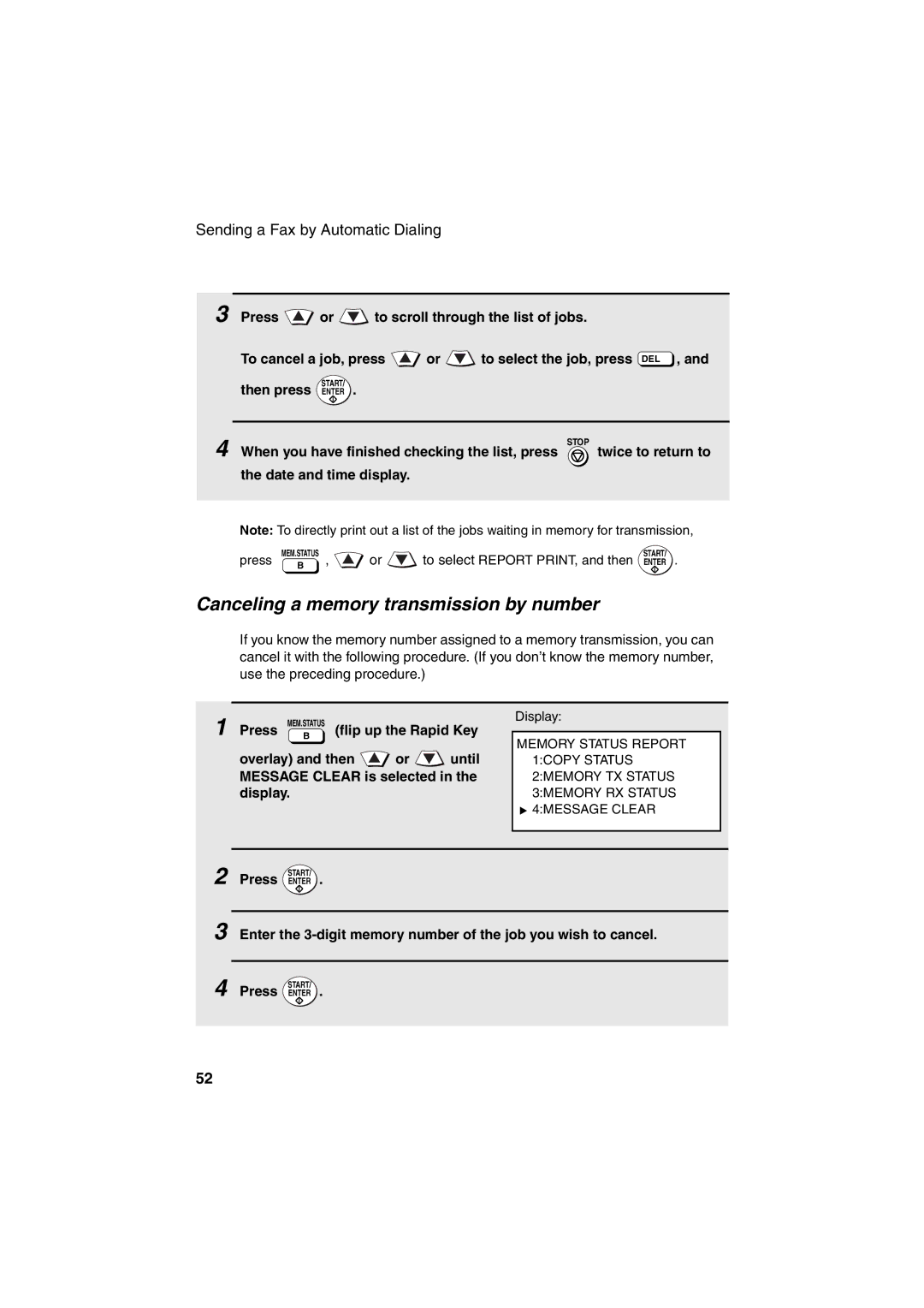 Sharp FO-DC500 operation manual Canceling a memory transmission by number, Then press Enter 