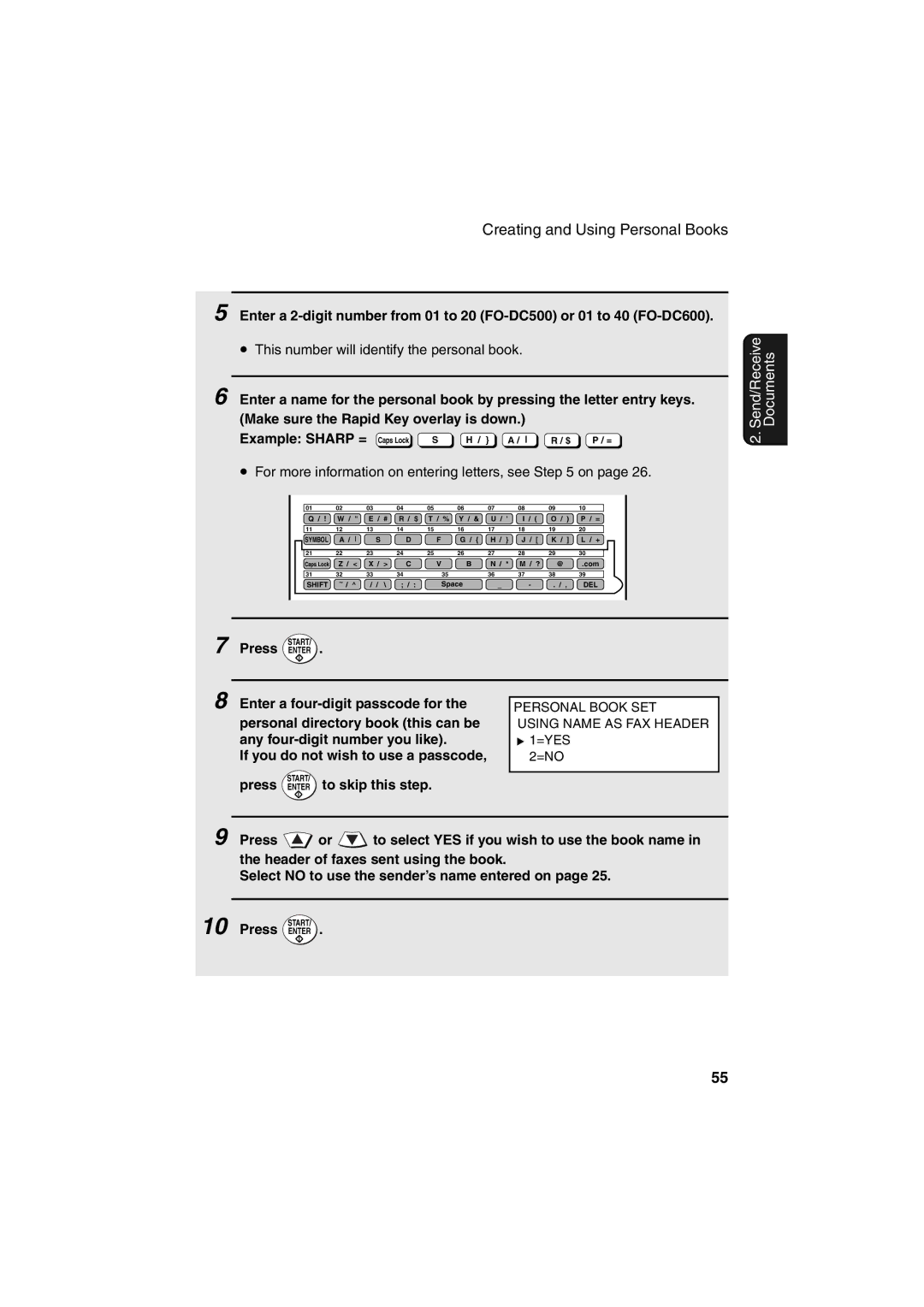 Sharp FO-DC500 operation manual Press Enter to skip this step 