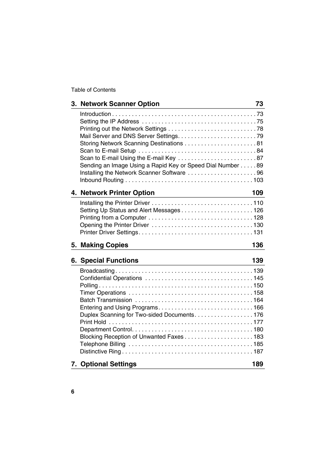 Sharp FO-DC500 operation manual Optional Settings 189 