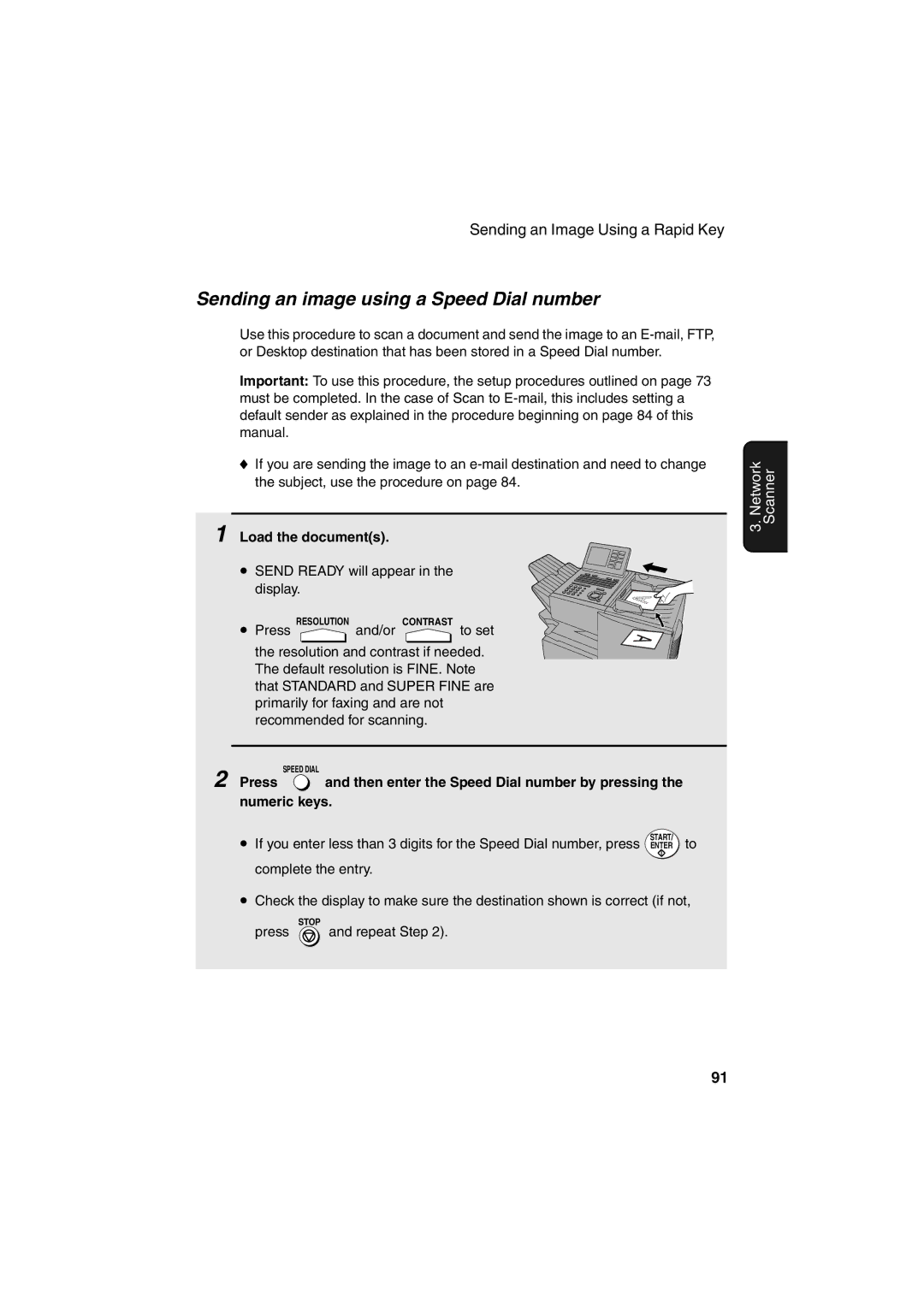 Sharp FO-DC500 operation manual Sending an image using a Speed Dial number 