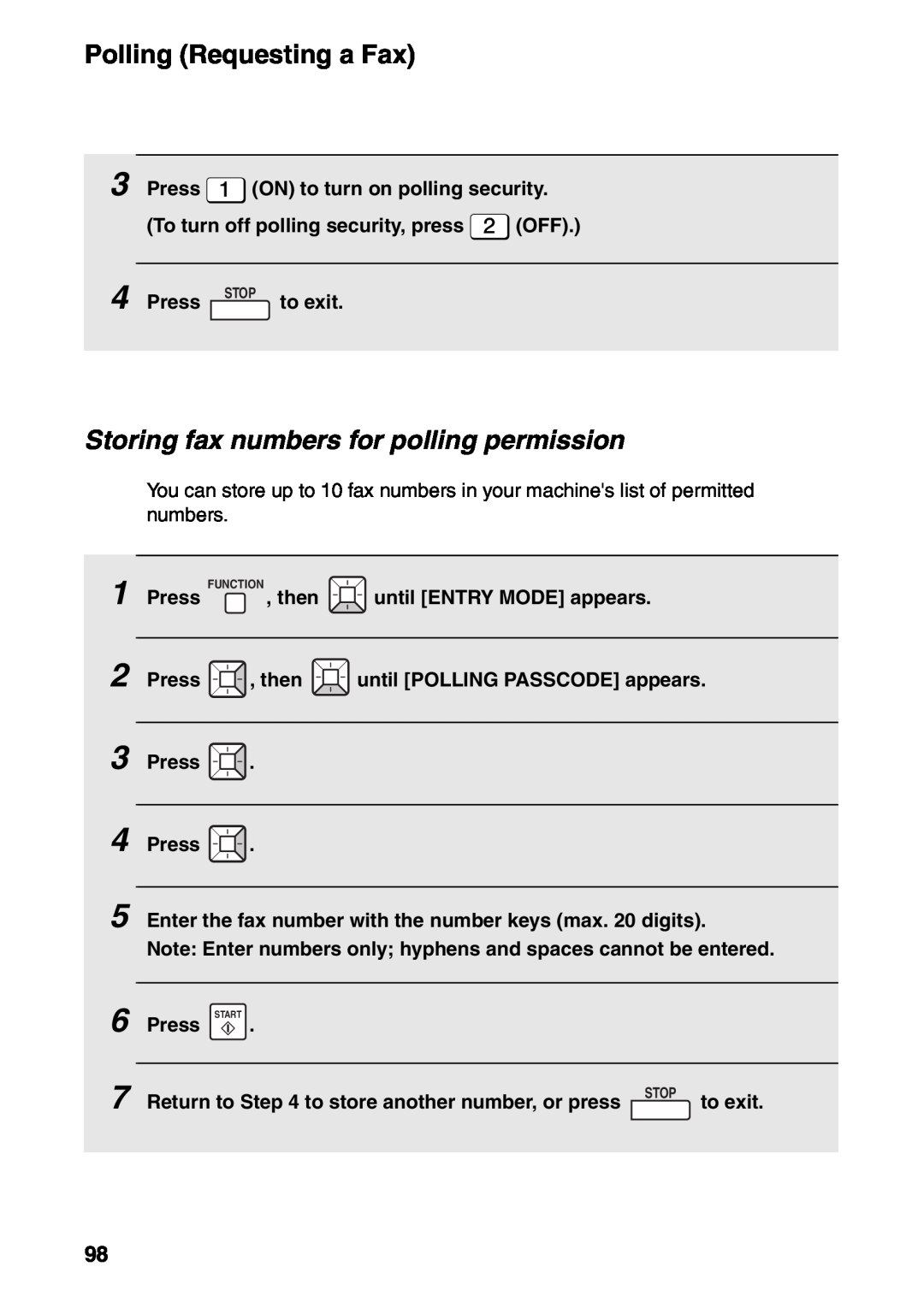 Sharp FO-IS115N operation manual Storing fax numbers for polling permission 