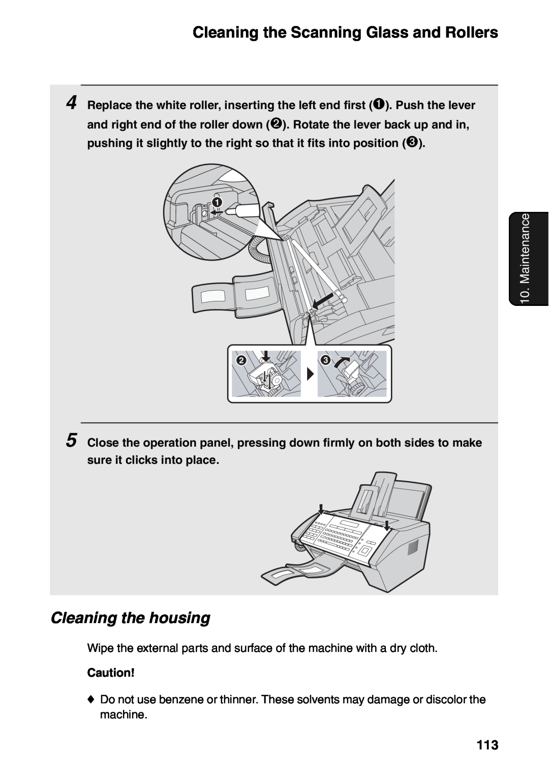 Sharp FO-IS115N operation manual Cleaning the housing, Maintenance 