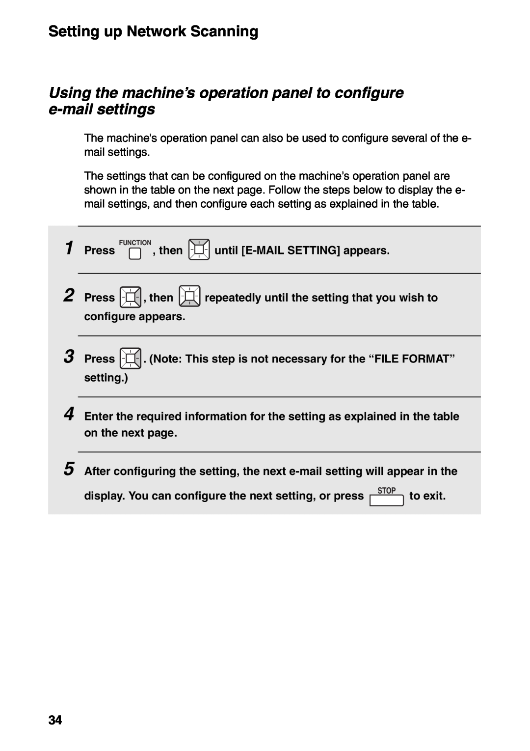 Sharp FO-IS115N operation manual Using the machine’s operation panel to configure e-mail settings 