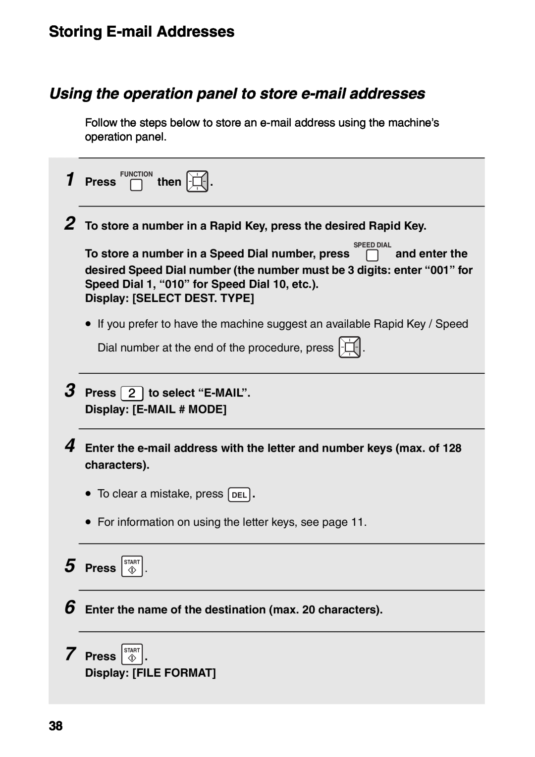 Sharp FO-IS115N operation manual Using the operation panel to store e-mail addresses 