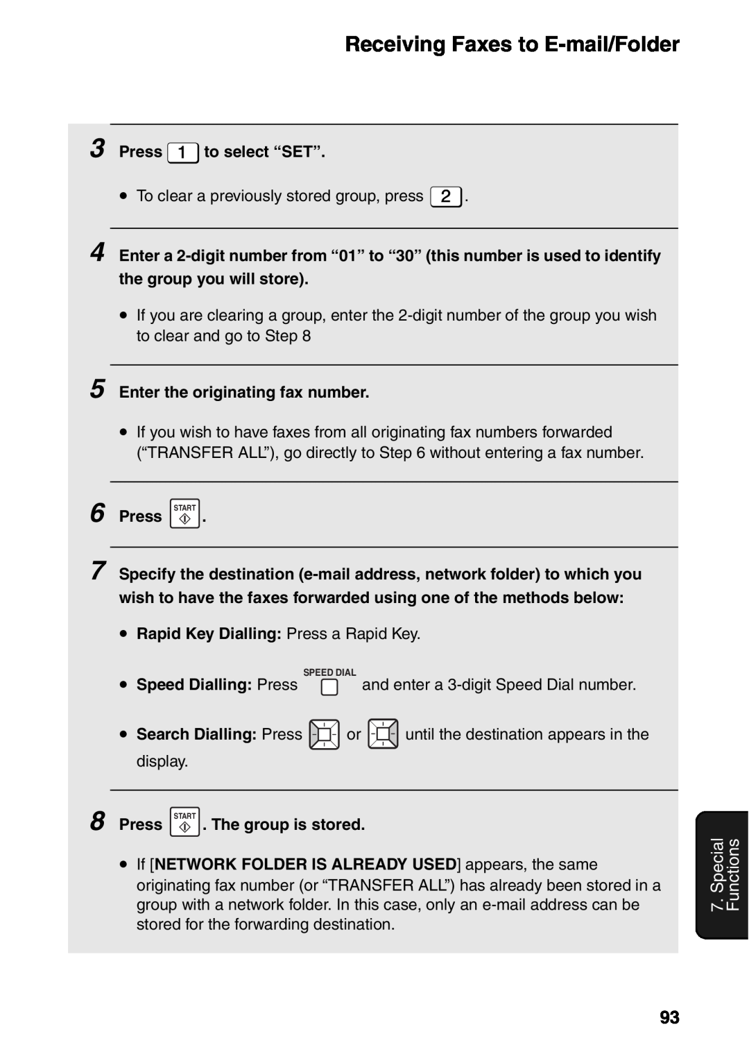 Sharp FO-IS115N operation manual Special Functions, Press to select “SET” 