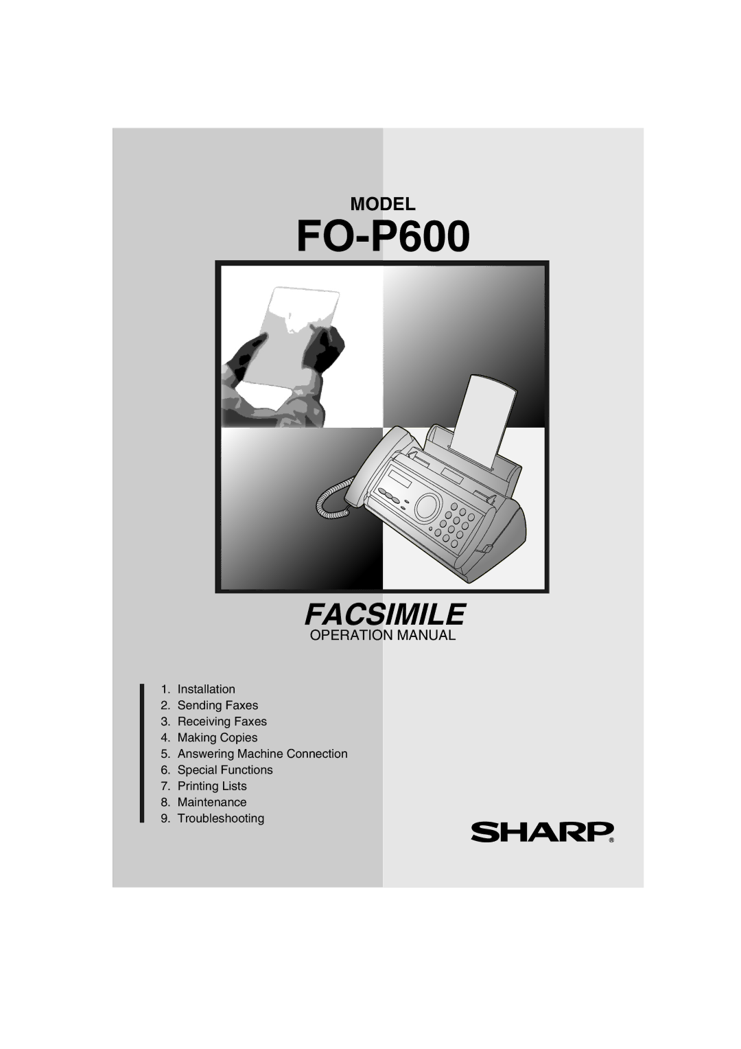 Sharp FO-P600 operation manual 